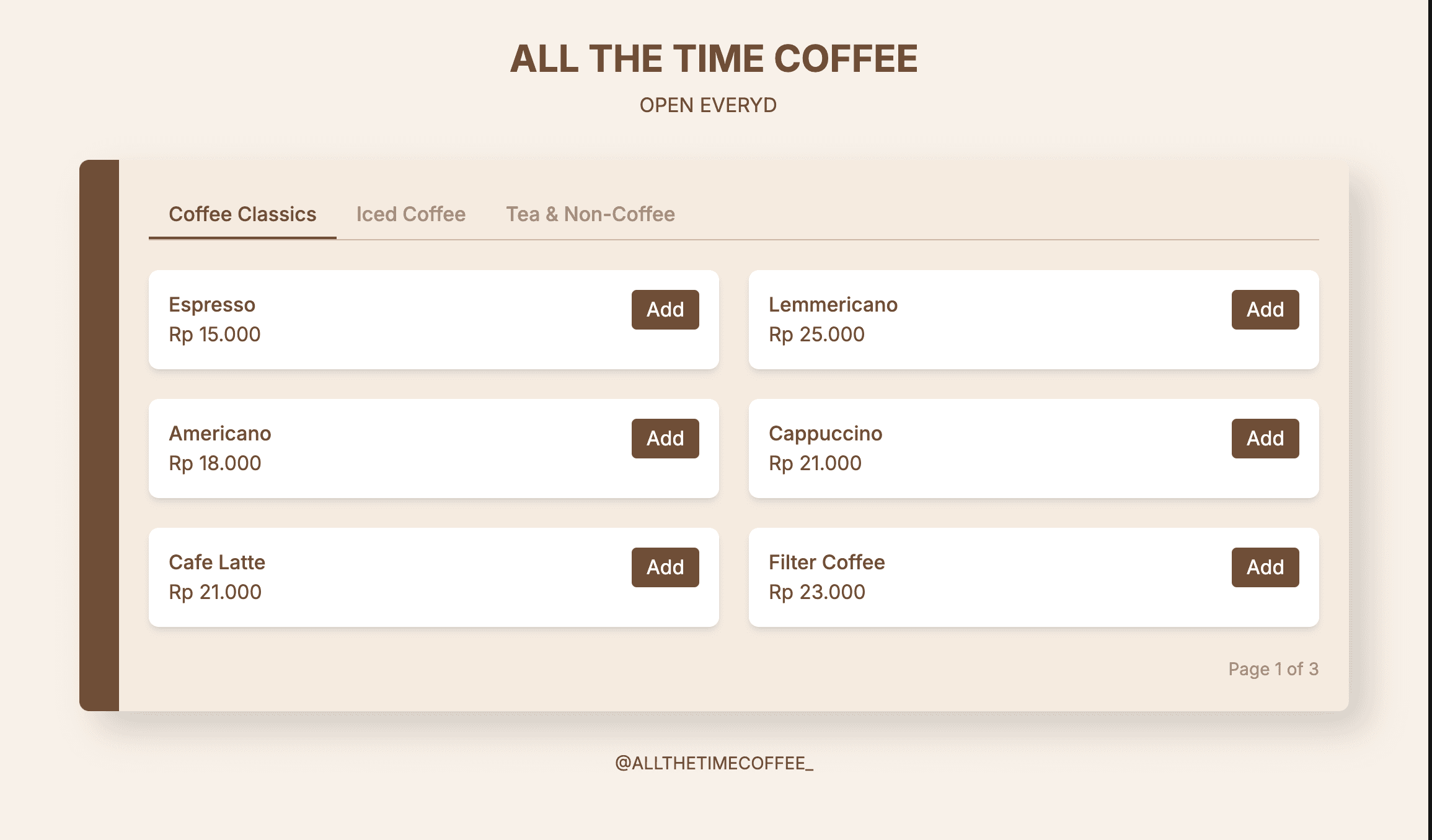 Website Cashier Caffe Sederhana